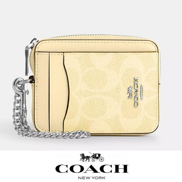 ❤️ Coach Zip Card Case In Signature Canvas - Picture 1 of 5